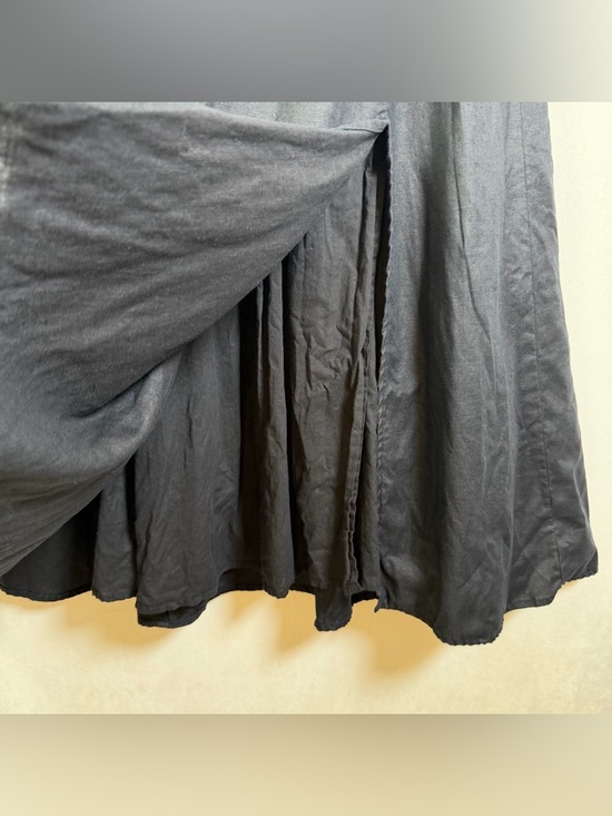 Wilfred Aritzia Women’s Black Linen Midi Dress Sz XS Smocked Waist Quiet Luxury - Picture 6 of 10